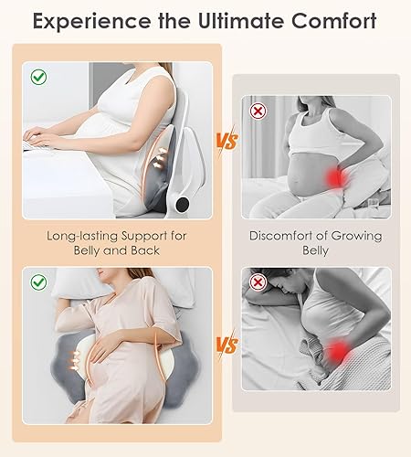 Miniatura 7 de Almohadas de embarazo para dormir, almohada de maternidad de espuma viscoelástica para la espalda del vientre, almohada de cuña de viaje ajustable