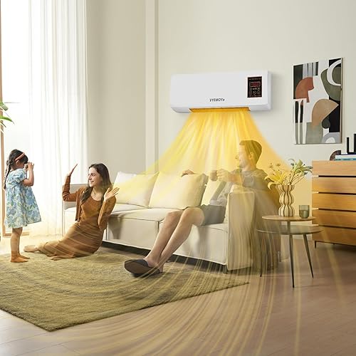 Miniatura 6 de Calentador de espacio de pared calentadores eléctricos para uso en interiores habitación grande 1400w calentamiento rápido 6H Calentador