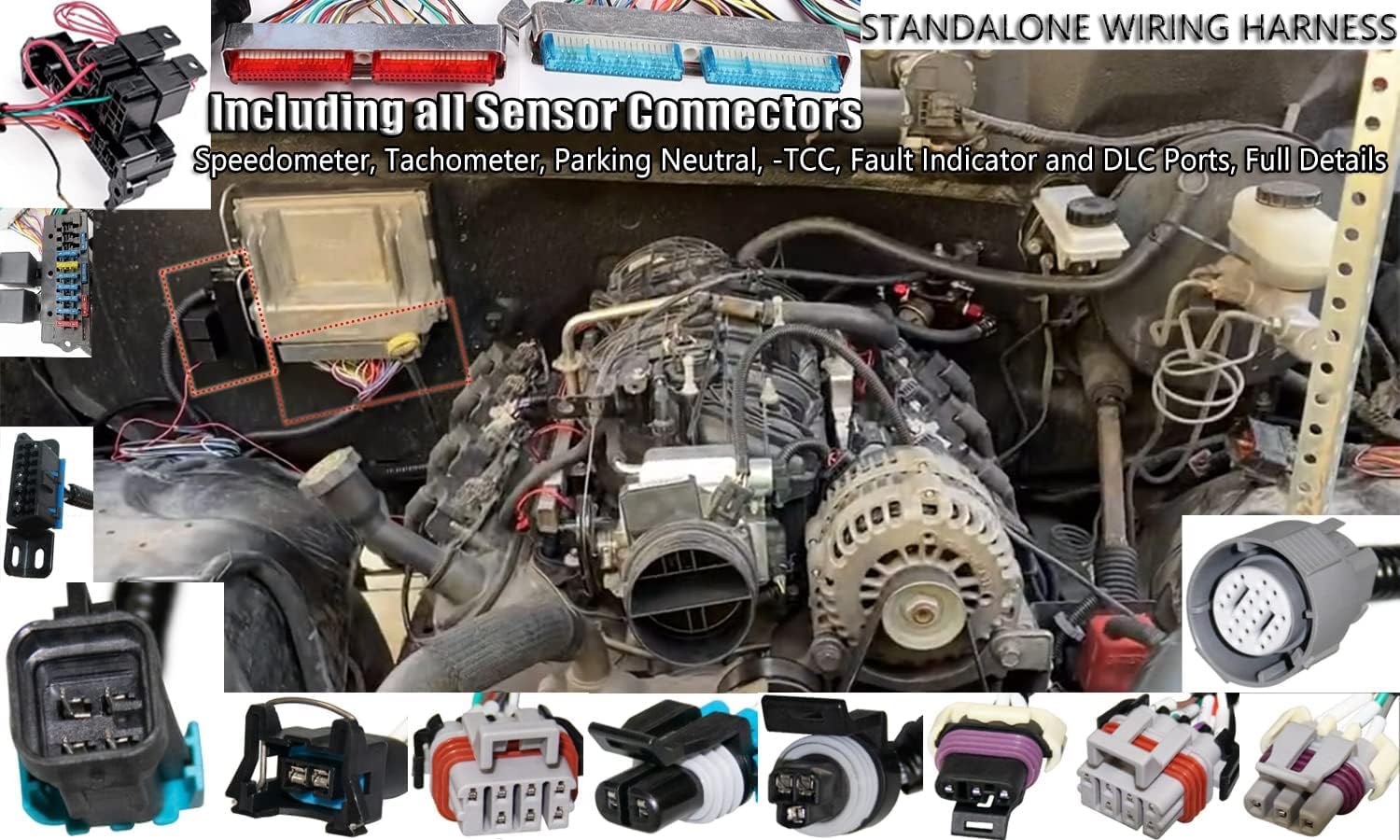 LS Wiring Harness Drive by Cable 5.3, ls Stand Alone Wiring Harness 4L60E DBC,for 1997-2006 LS1 4.8L 5.3L 6.0L, EV1 - Syringe Plug and 3 pin MAF