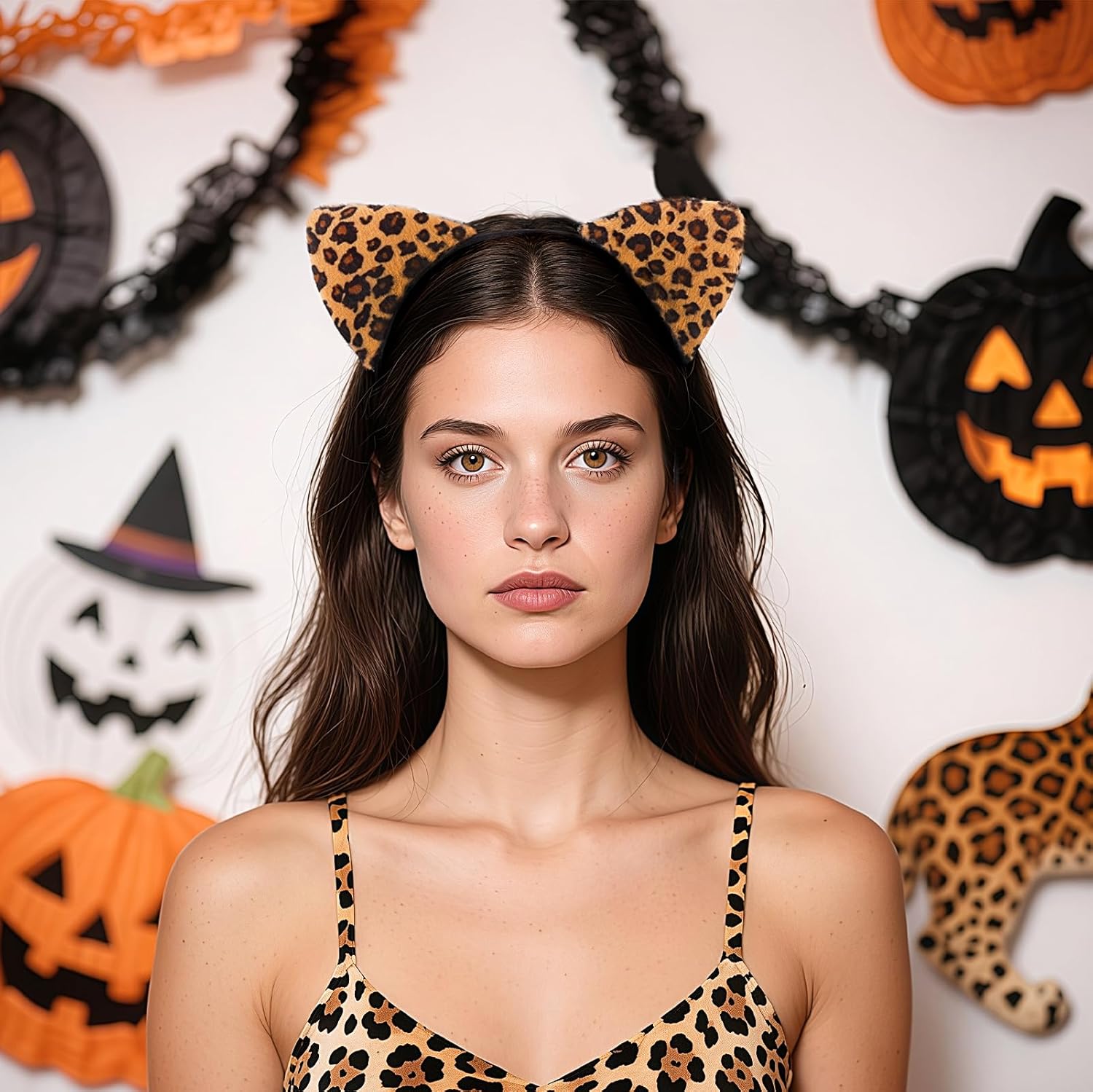 Leopard Cat Ears Headband for Women, Halloween Cosplay Leopard Costume Hair Accessories for Adult - Image 7