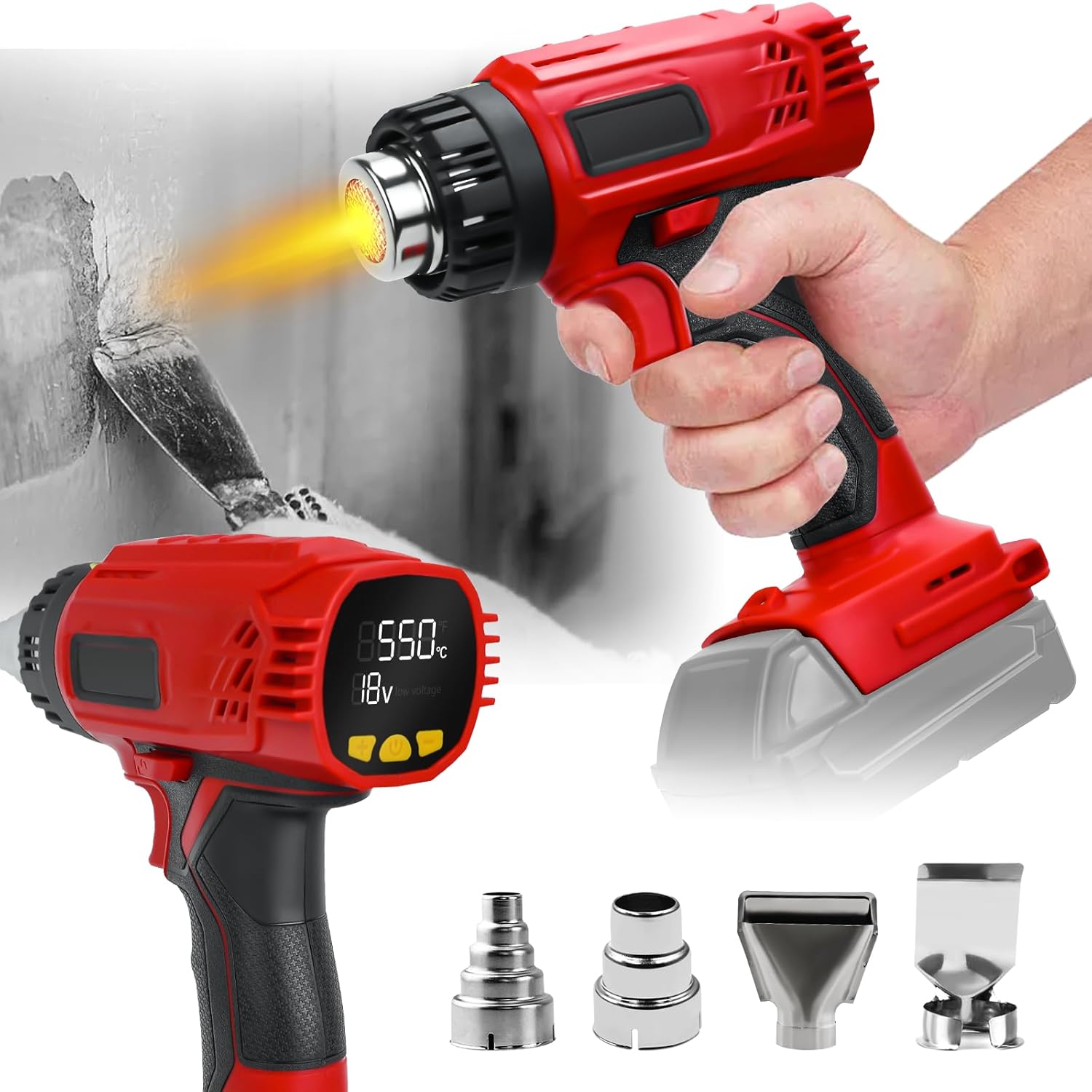 Heat Gun for milwaukee 18V Battery 400W heat gun up to 1202 with LCD Digital Display Hot Air