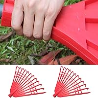 Vista 5 de Markeny Paquete de 2 rastrillos de repuesto para hojas de jardín, 12 púas de plástico, limpieza rápida de césped y patio, rojo