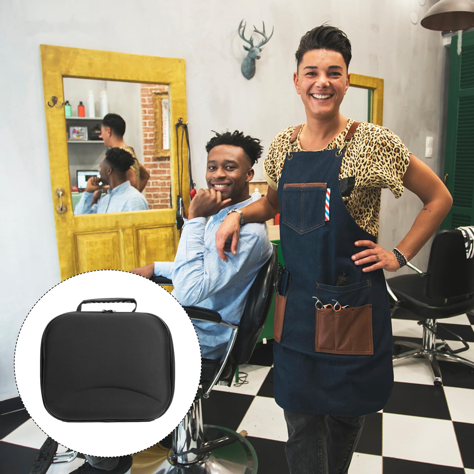 Tragbare Haartrocknertasche und Clips Organizer mit Sicherer Aufbewahrung aus Eva in Schwarz für Friseurwerkzeuge für Friseurbedarf im Haarsalon und Unterwegs