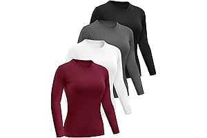 4 Pack Women's Long Sleeve Crewneck Compression Underscrubs Tops
