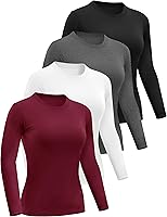 Dalavch 4 Pack Women's Long Sleeve Crew Neck Slim Fit Compression Shirts - Ultra Soft Gym Workout Underscrubs Tops
