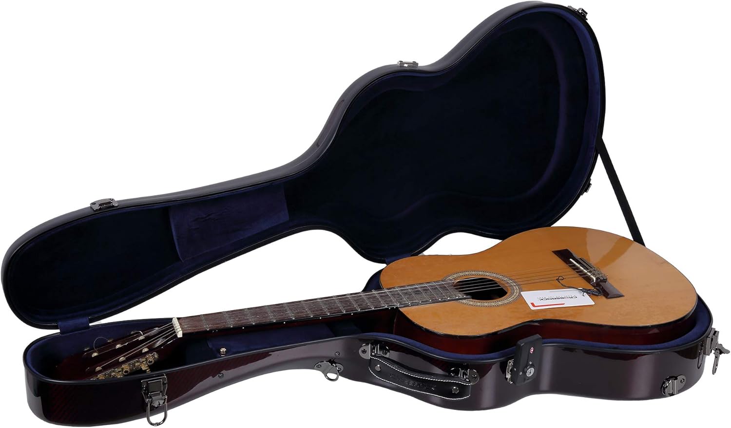 Crossrock Air 4/4 Classical Guitar Flight Case, 100% Carbon Fiber Hard Shell with Backpack and Protective Cover, Red (CRF6020CRD)