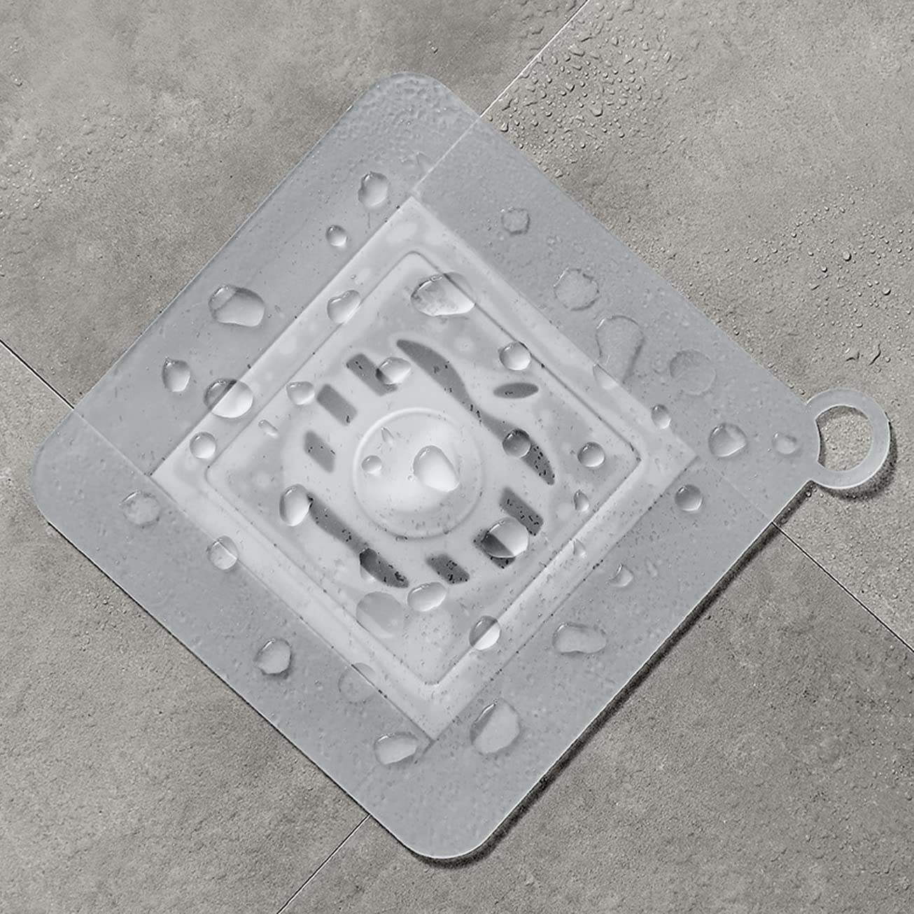 2 Packs 7.8inch Shower Drain Cover Silicone Floor Drain Anti-Odor Mat Deodorizing Cover for Tub, Sink, Bathroom and Kitchen, White Translucent(20x20cm)