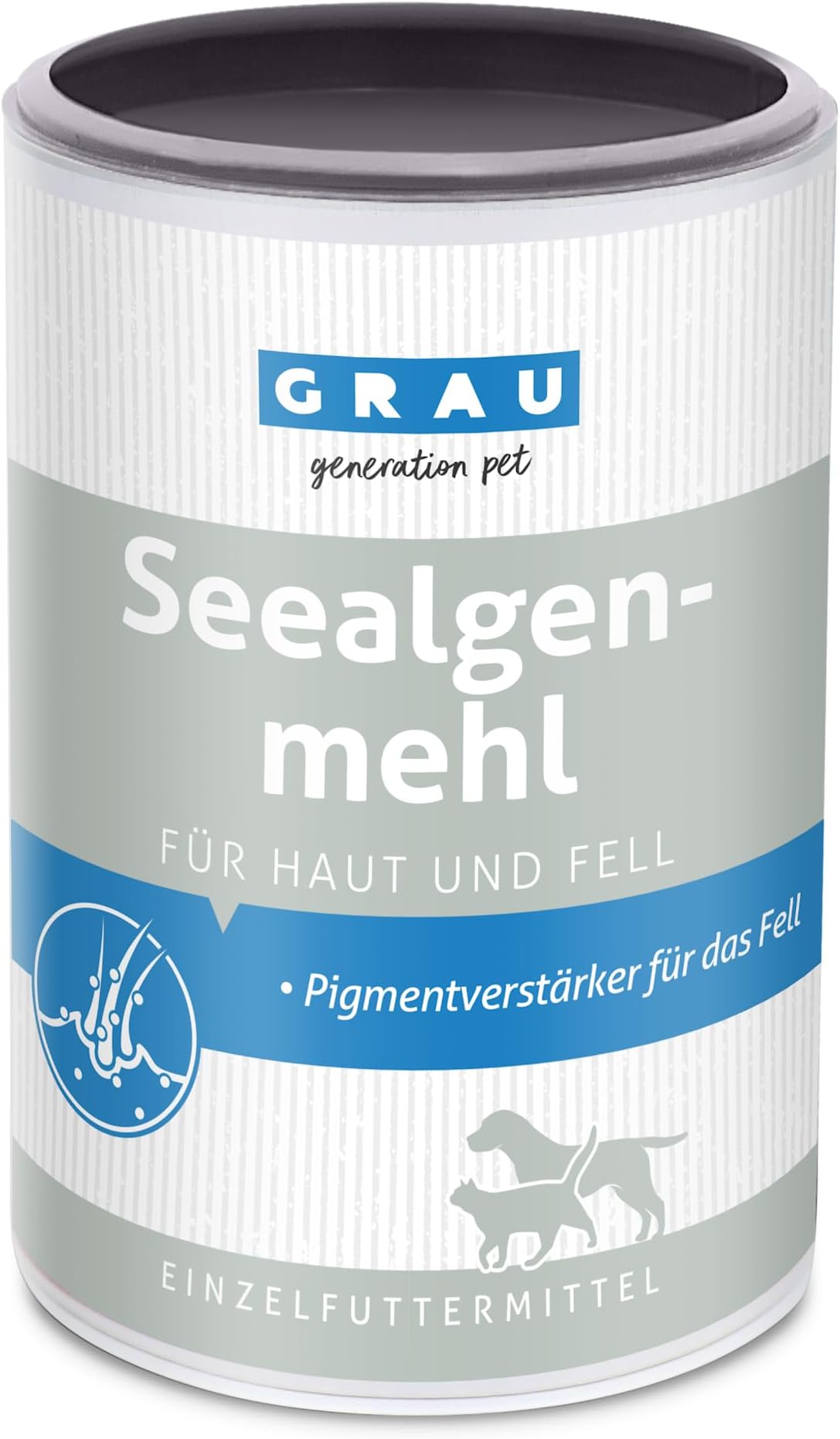GRAU Original 100% Pure Seaweed Meal, for Fur Pigmentation, for Dense and Shiny Fur, Pack of 1 (1 x 400 g), Feed Supplement for Dogs and Cats
