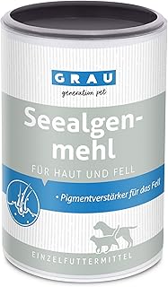 GRAU - das Original - 100 % reines Seealgenmehl, für die Fellpigmentierung, für dichtes & glänzendes Fell, 1er Pack (1 x 400 g), Ergänzungsfuttermittel für Hunde & Katzen product image