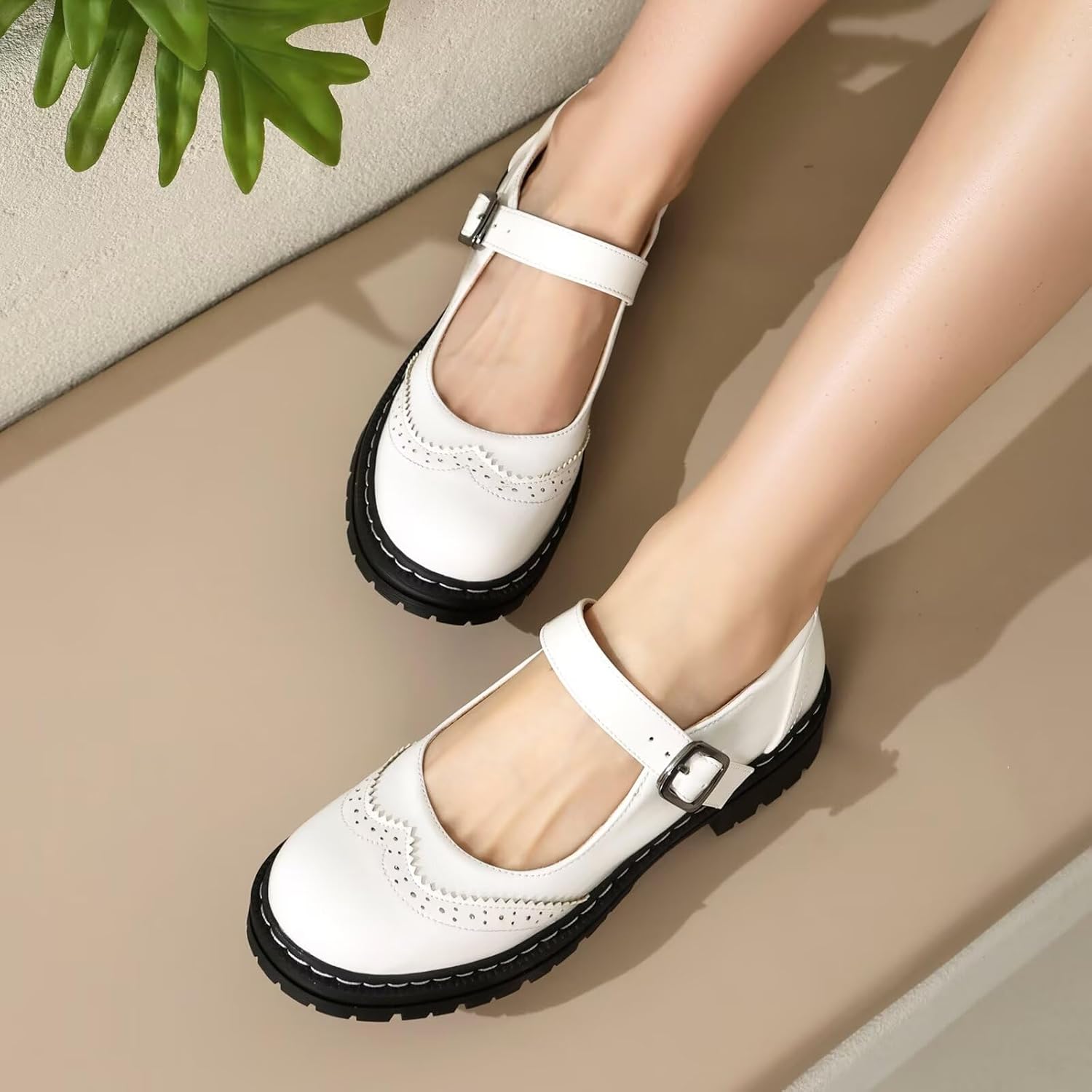 Mary Jane for Women Gothic Oxford Shoes - Flat Shoes, Ankle Tied, Round Toe for Casual Dresses, Work, and Campus - Image 3