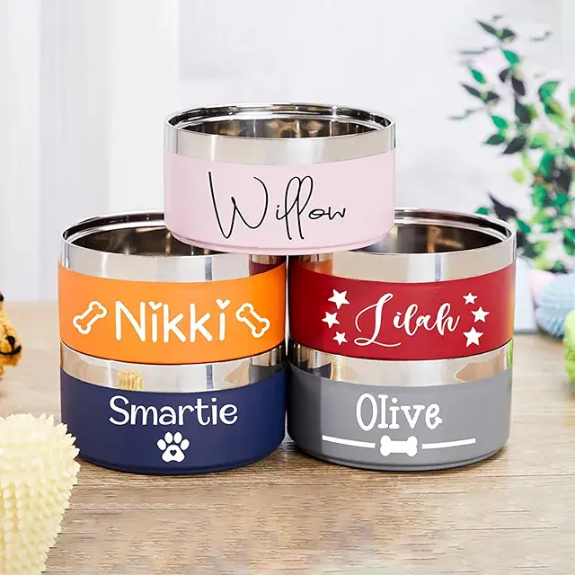 Gamelle personnalisée pour chien en acier inoxydable - Bol nommé 14 cm