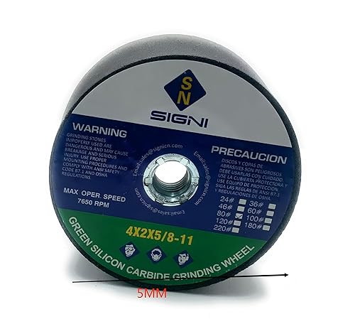 Miniatura 13 de SIGNI Piedra de moler verde de 4 pulgadas con rosca 5/8-11 (grano 24)