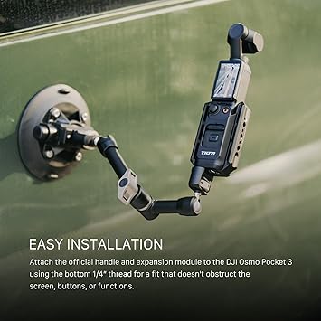 Tilta Accessory Mounting Expander Compatible with DJI Osmo Pocket 3/4 | Slot for a Wrist Strap | Stays Secure Within The Cage | Protection | 1/4-20 Screw | Black