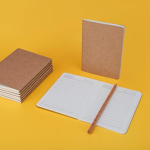 Miniatura 7 de EUSOAR Cuaderno de papel kraft A6, paquete de 8 cuadernos de 3.9 x 5.5 pulgadas, 60 páginas de tapa suave, diario de viaje, cuaderno de dibujo,