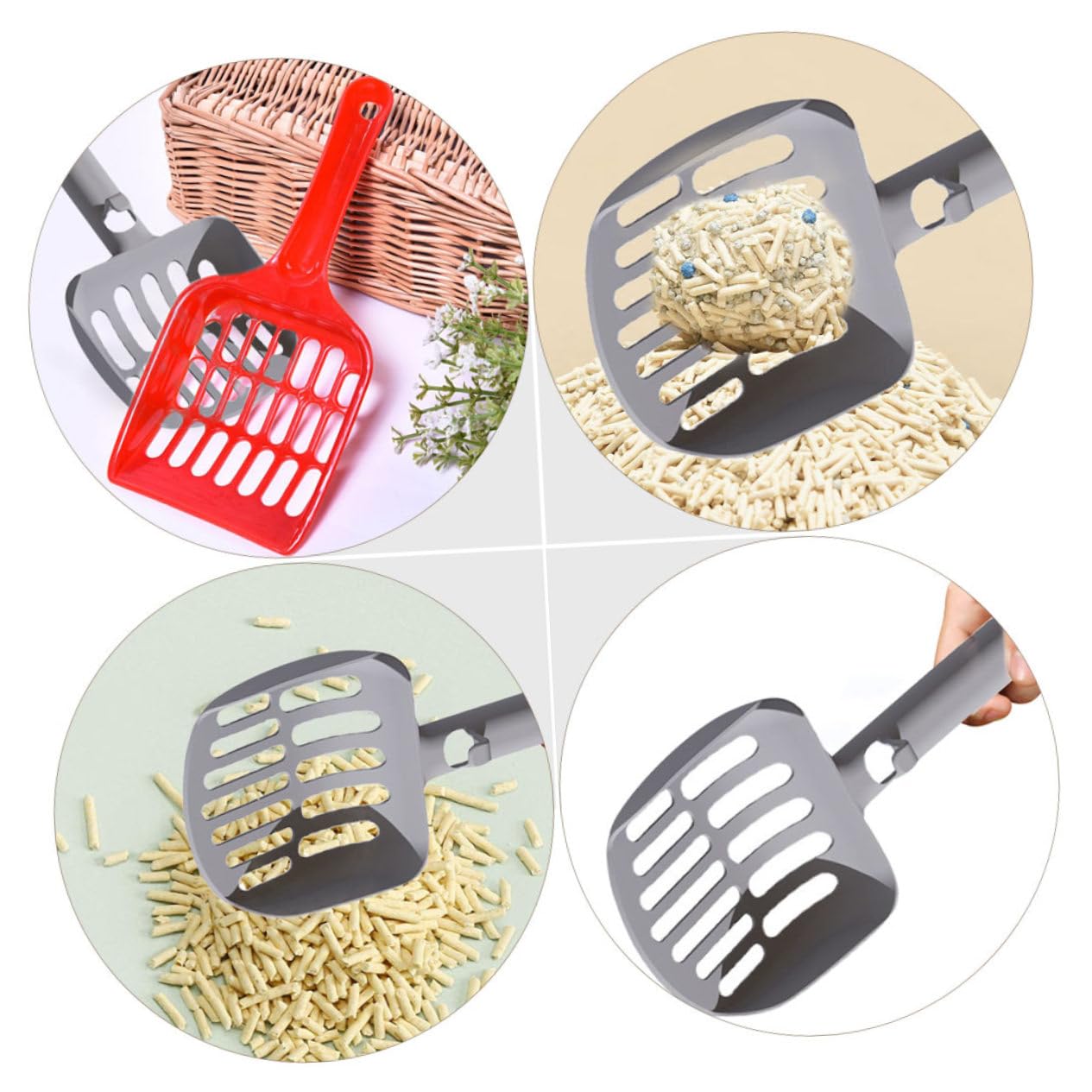 Pala para Arena de Gato, 4 Uds. Palas de Arena Antideslizantes, for Gatos Grande, portátil, Material Resistente for rascar