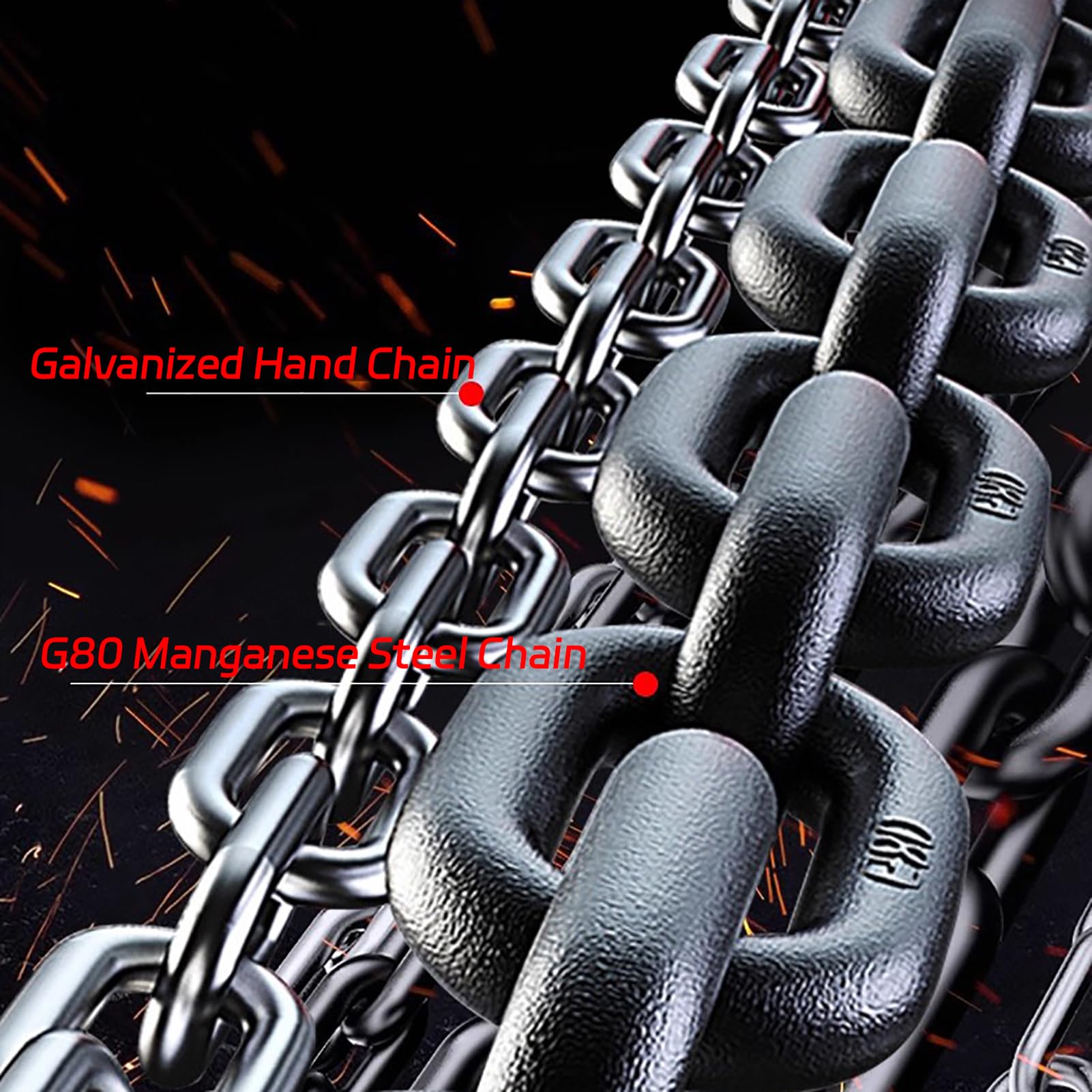 Handkettenzug, 1 Tonne, 3 m Hebebühne mit 1000 kg G80-Kette, um 360° drehbarer Haken für Ga, Fac & Worhop Heavy-Du Lifting Solut