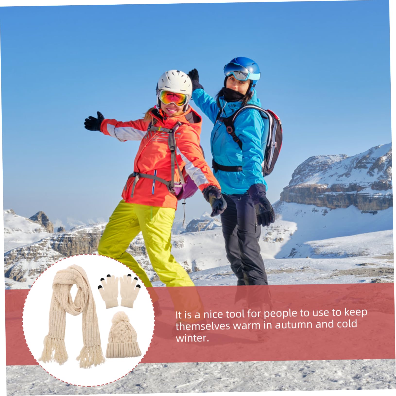 Holibanna Warm Winter Hat Scarf Gloves Set Christmas Beanies Scarf for Cold Weather Women's Ski Accessories