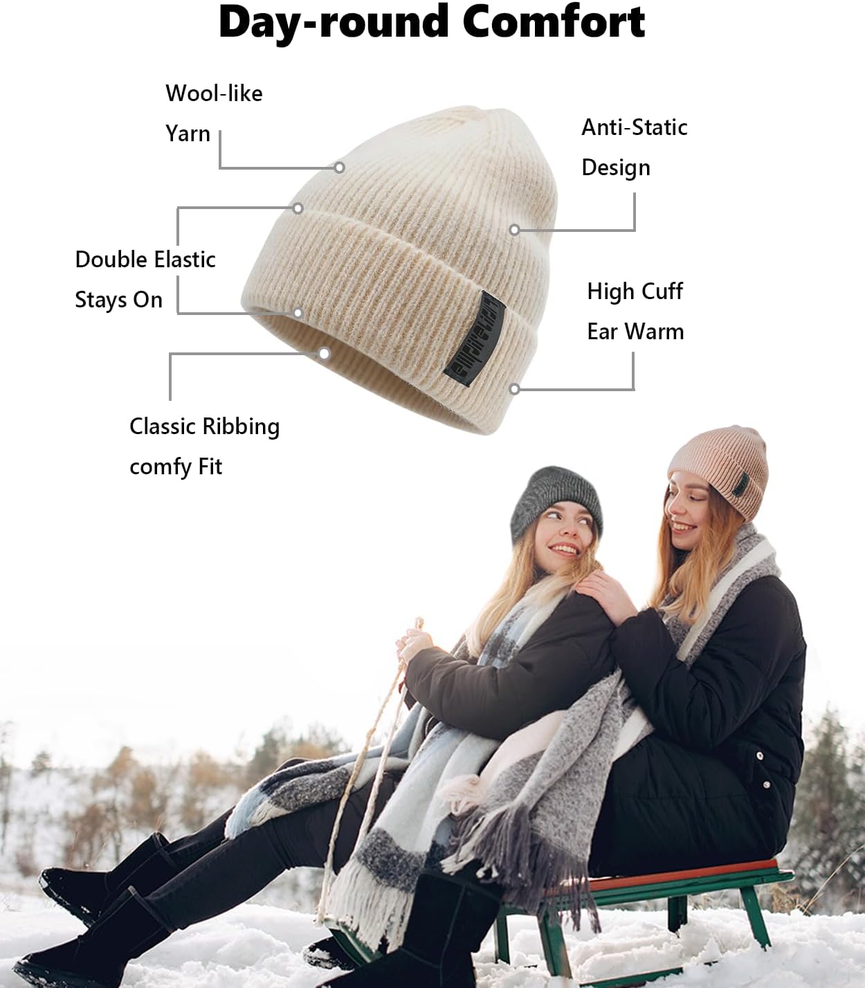EMPIRELION Wool-Like Cuff Beanie, 0% Wool Itch-Free, Thick Thermal Knit Warm Winter Hats,Soft Stretch Outdoor Cap - Image 3