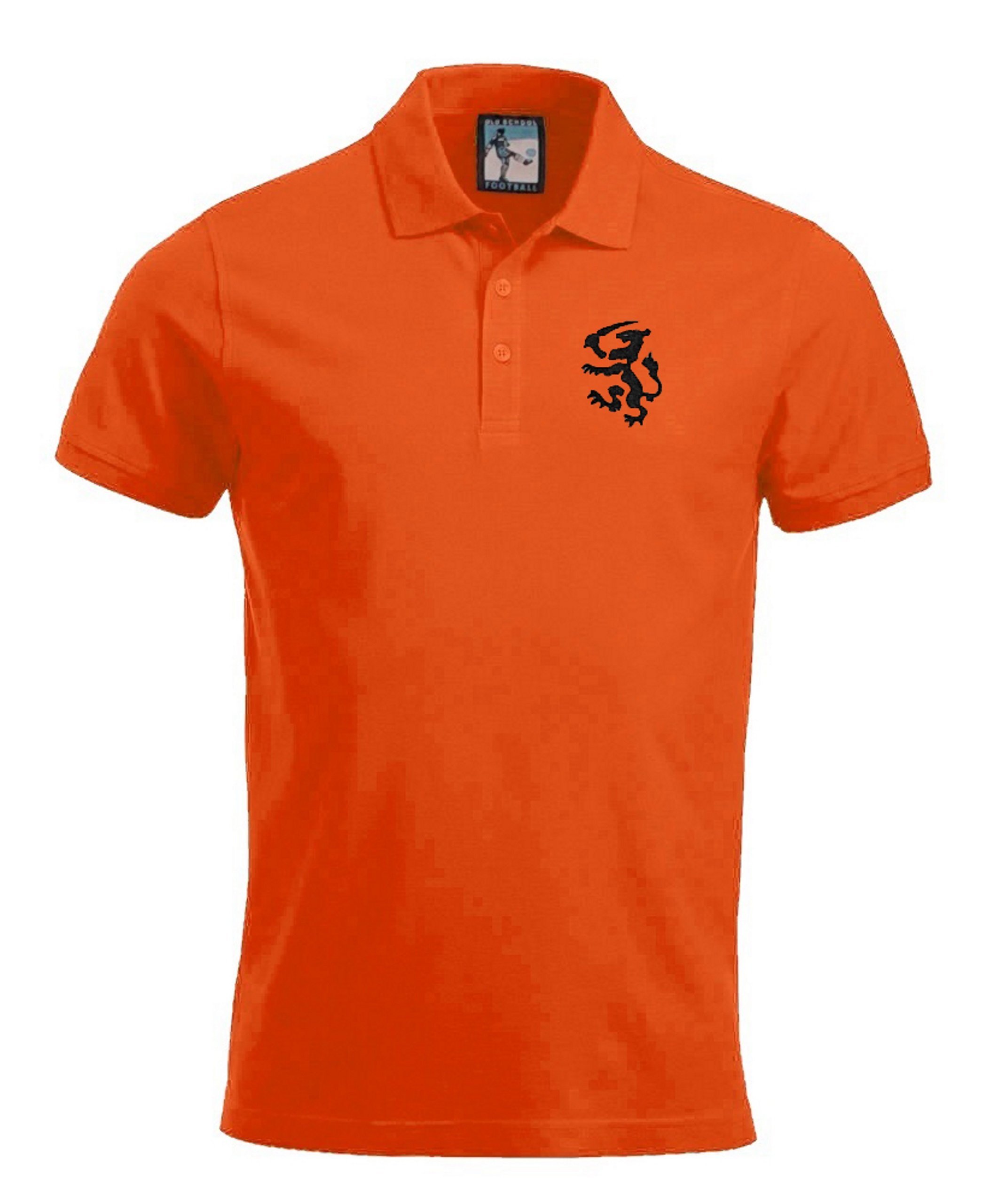 Holland Netherlands 1974 Retro Football Polo Embroidered Logo Orange