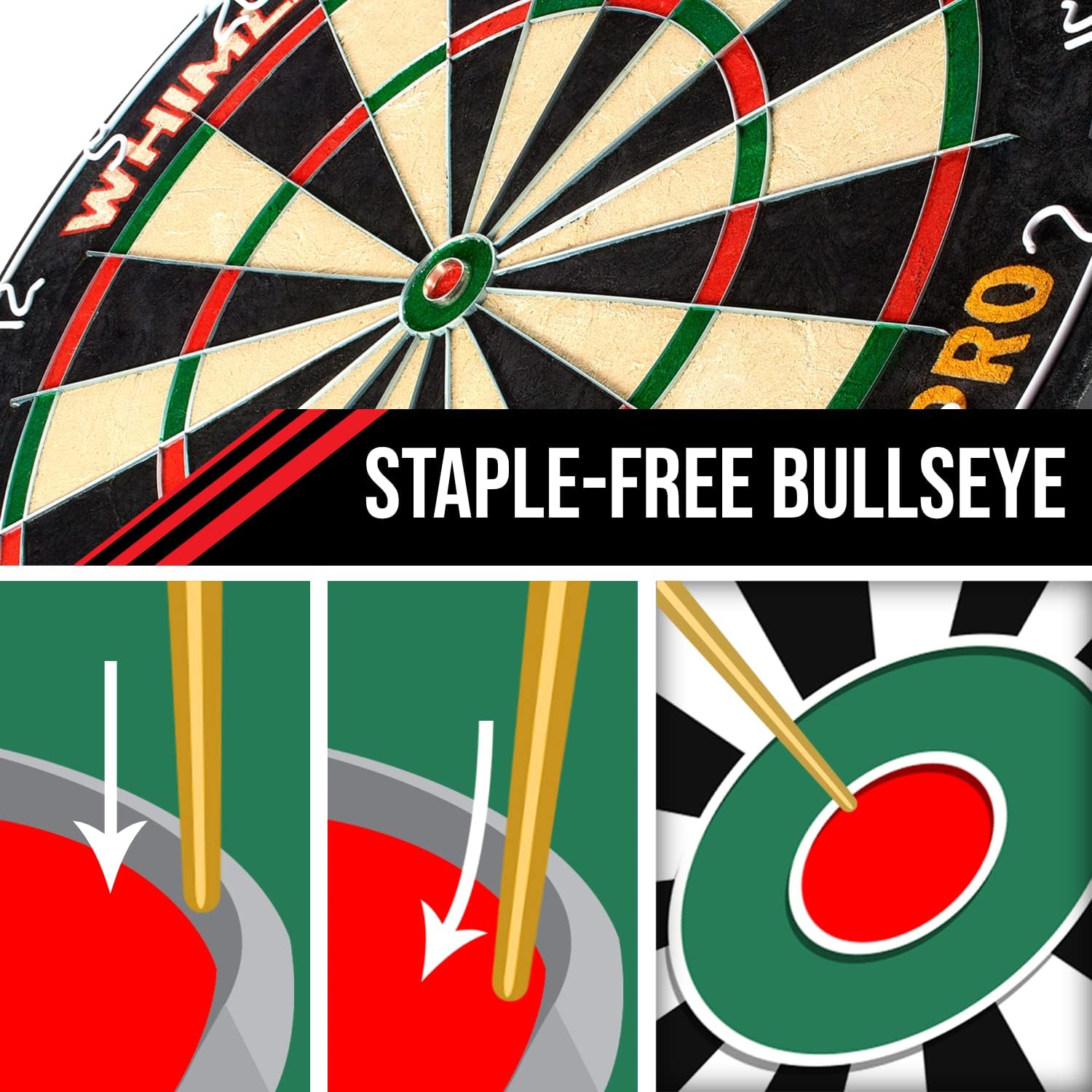 Whimlets Professional Dart Boards for Adults - Pro Dart Board for Steel Tip Darts - 18-Inch Bristle/Sisal Tournament Dartboard with Staple-Free Ultra-Thin Wire Spider - Indoor or Outdoor Dartboards : Sports & Outdoors