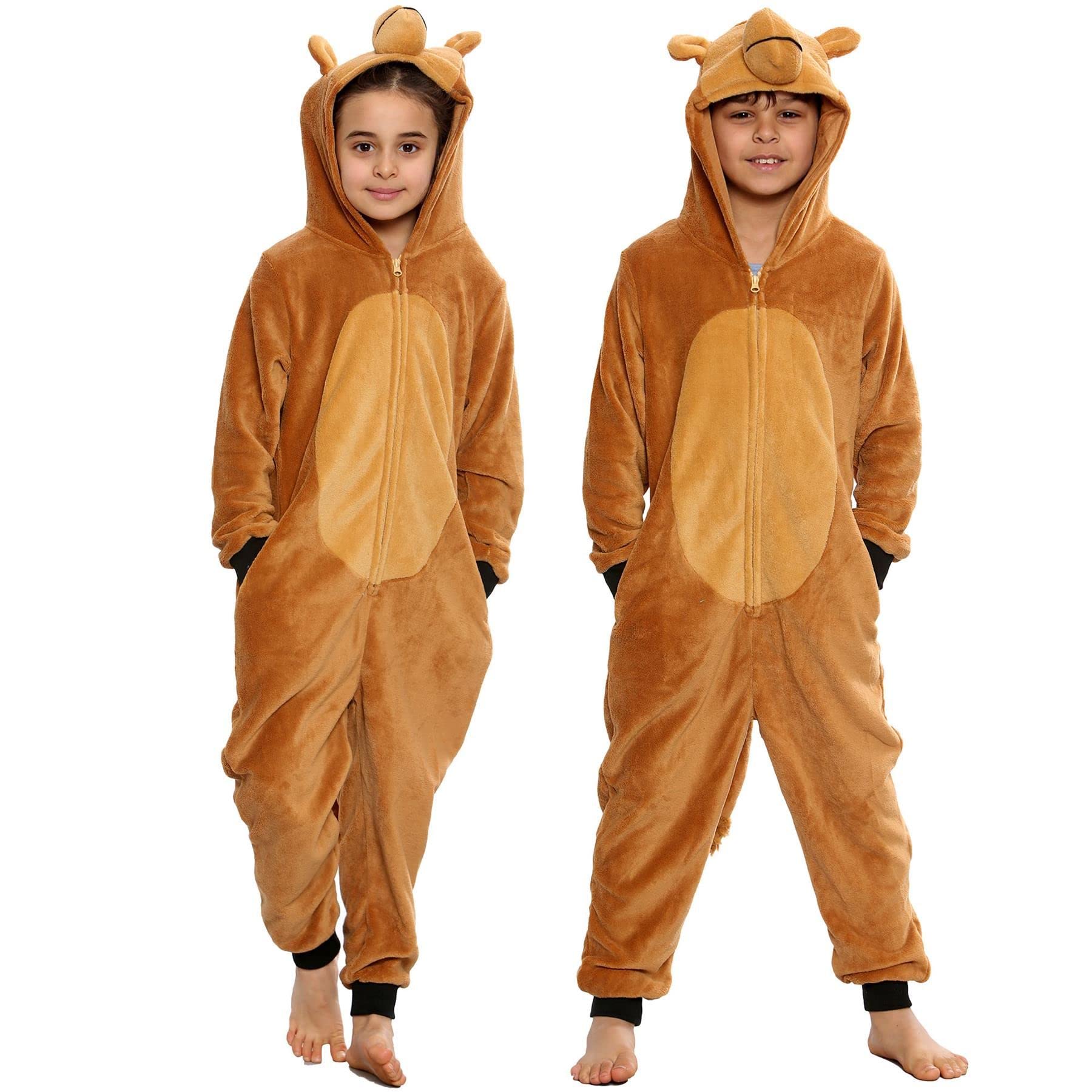 A2z 4 Kids Unisex Kids Camel Kids Fleece A2z Onesie One Piece - E.soft ._7-8