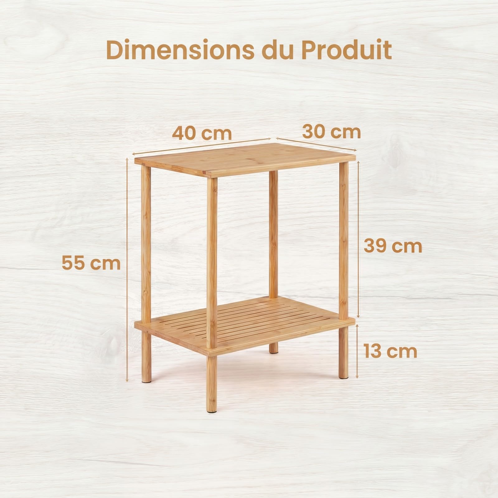 SOARS Lot de 2 Tables de Chevet en Bambou à 2 Niveaux (Modèle 4, 2)