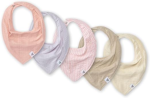 Burt's Bees Baby 5-Pack Bandana Bib Set with Snap Closure