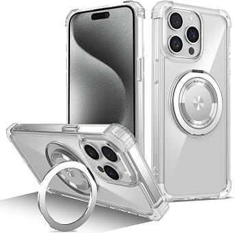 for iPhone 14 Pro Case 360 Rotatable Magnetic Ring Stand Compatible with MagSafe Military Grade Shockproof Clear Case for iPhone 14 Pro,Clear