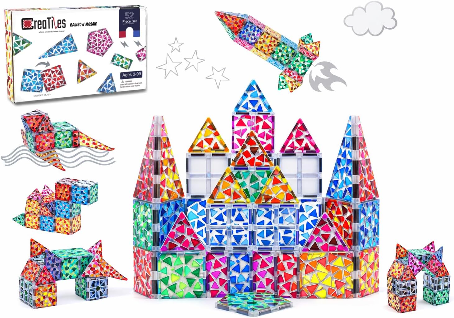 Multi-Colored Magnetic Tiles - Vibrant Colors for Endless Creativity, New 202...