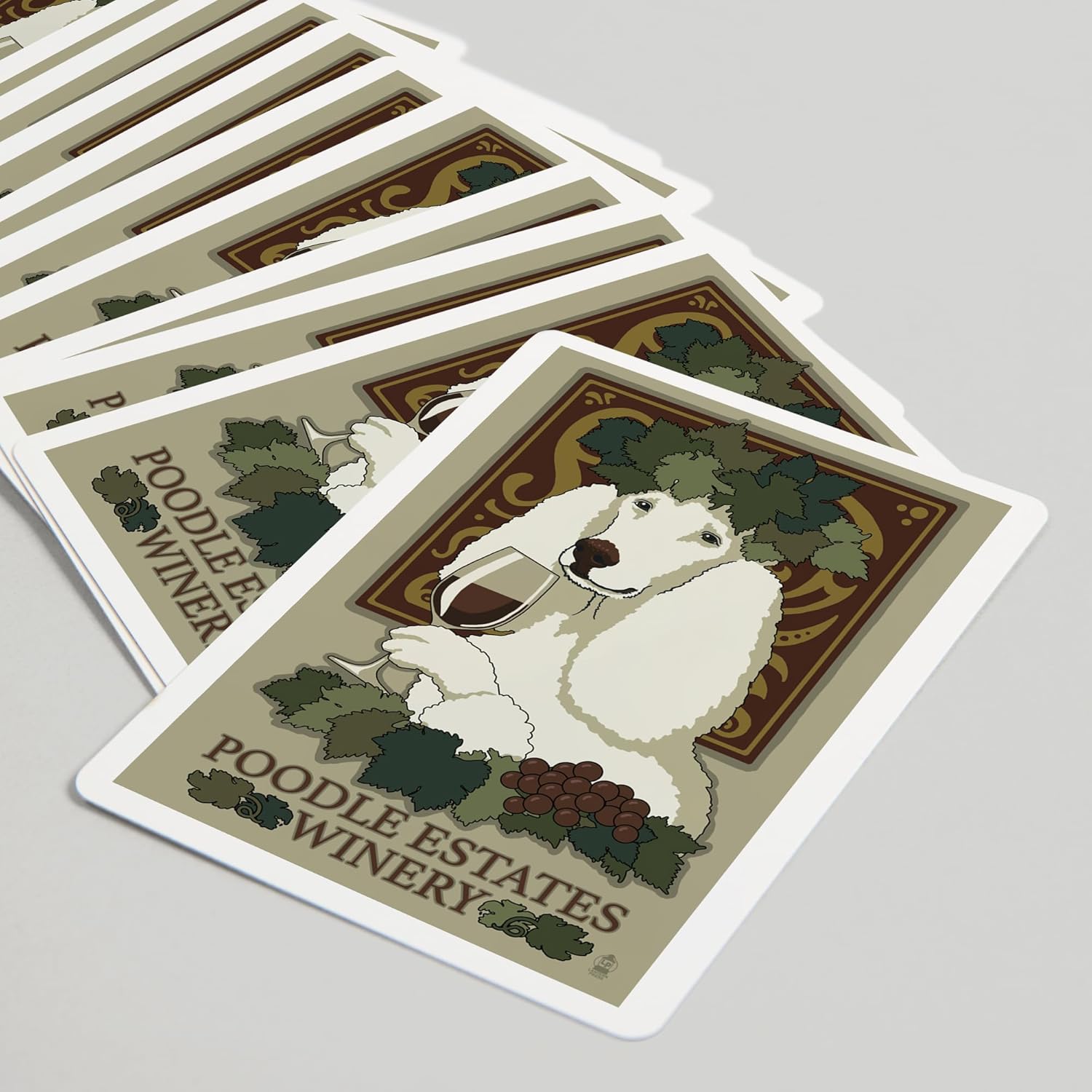Lantern Press Poodle, Retro Winery Ad, 52 Playing Cards for Adults, Poker Size Card Deck