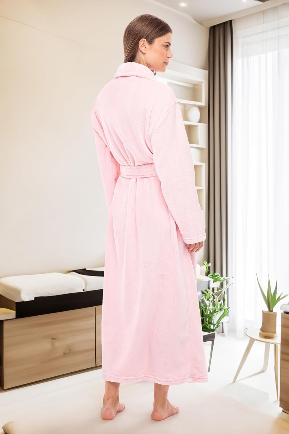 Alexander Del Rossa Plush Robe for Women, Long Fleece Winter Bath Robe, Plus Size - Image 4