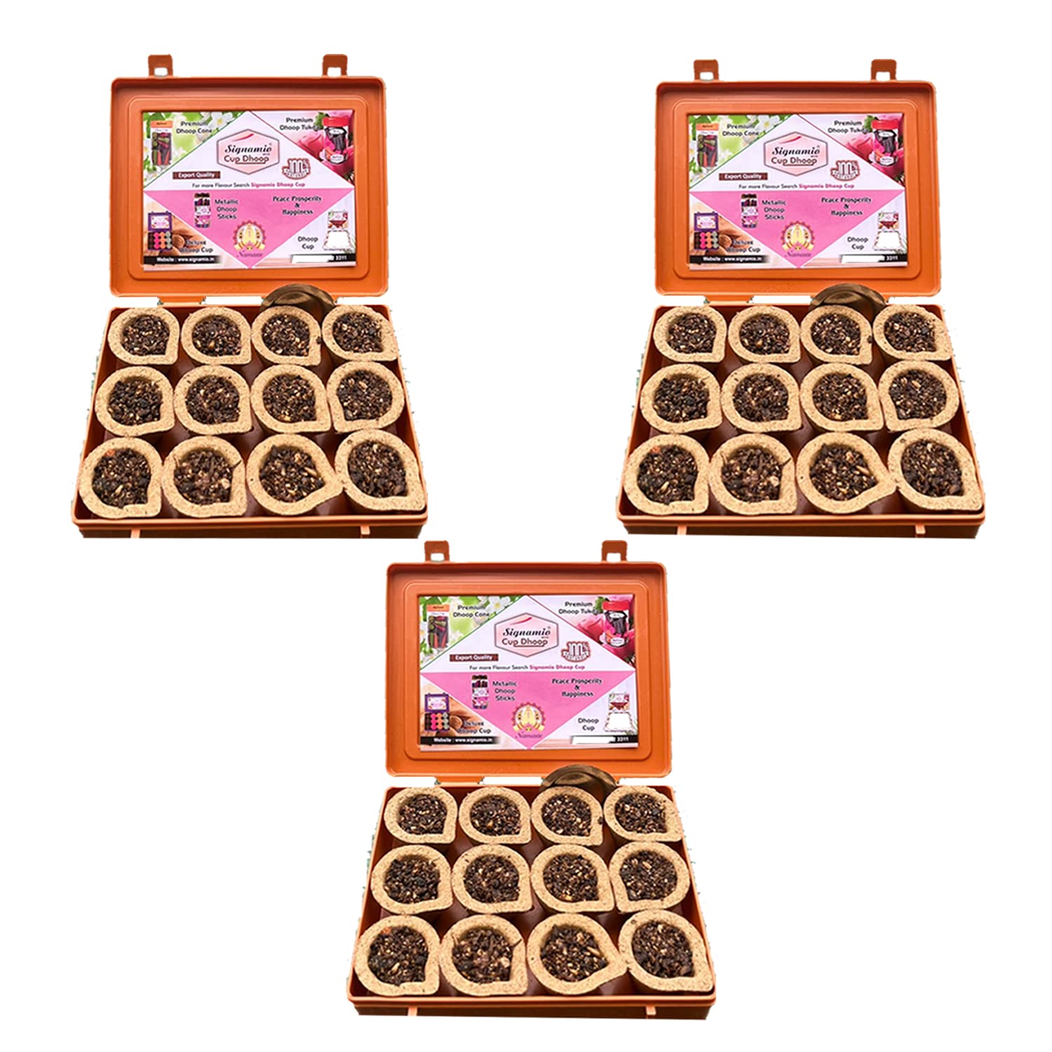 Signamio 36 Cup Pack of 3 Dashang Sambrani Dhoop Cups - Premium Dashang Cup Dhoop with for Aromatic Experience, Traditional Rituals, and Relaxation