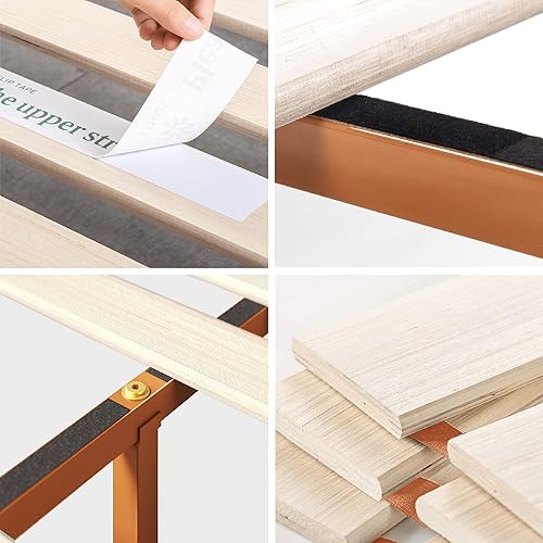 Miniatura 9 de ZINUS Alexia Marco de cama de plataforma de madera, base de madera maciza, no necesita somier, soporte de listones de madera, fácil montaje, pino