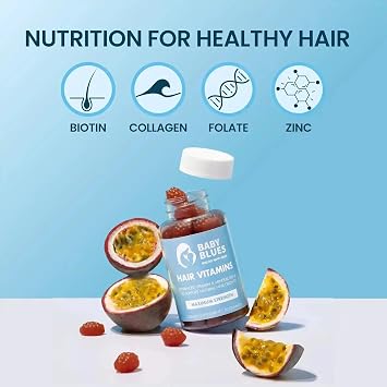 Baby Blues Grow and Glow Beauty Bundle for Moms, Postpartum Hair Vitamins with Biotin Collagen and Folate Plus Green Goddess Superfood Gummies for Hair and Skin, 2 Pack 60 Count Each