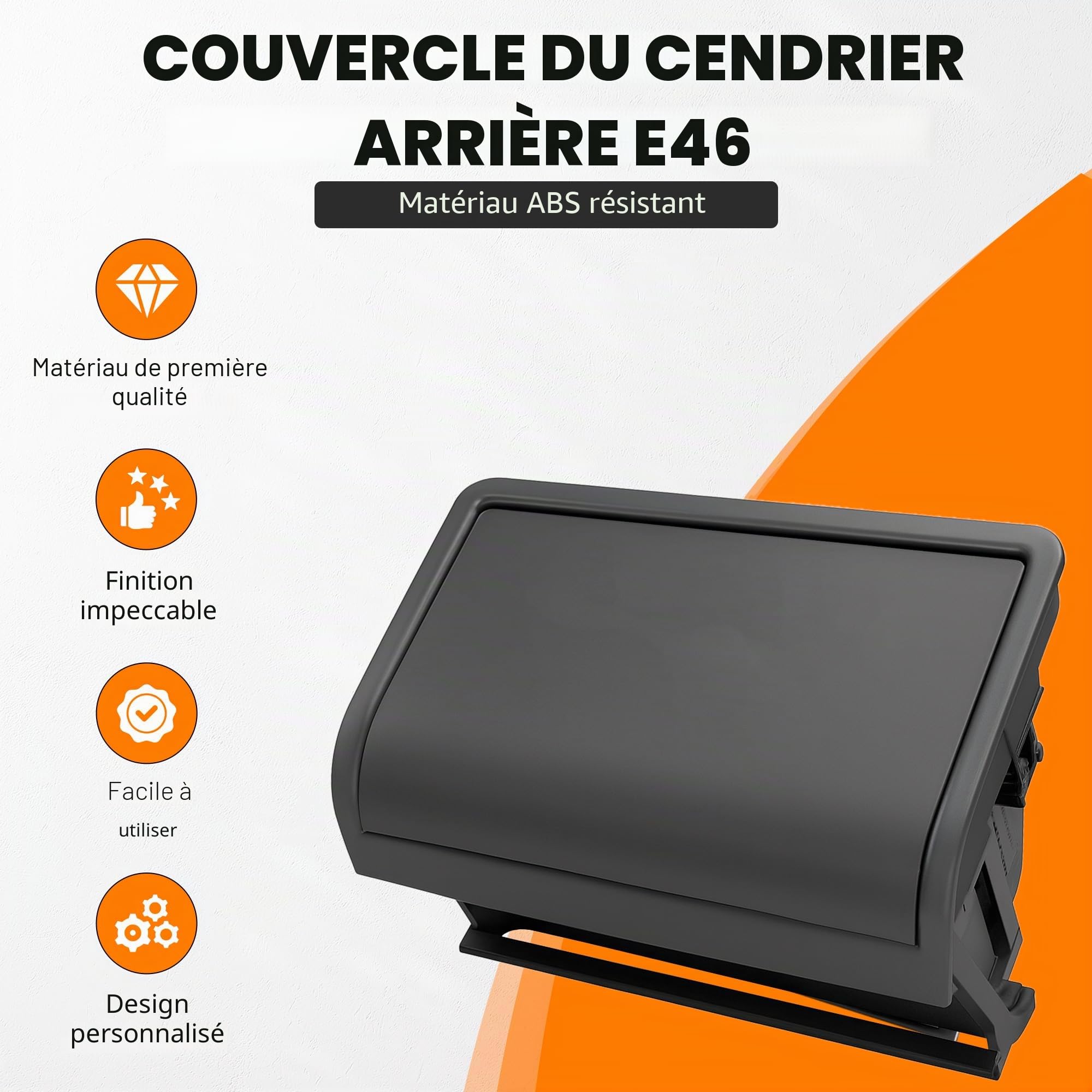 Couvercle pour cendrier arrière E46/Rideau Série 3 E46/ Couvercle coulissant pour cendrier arrière E46/ Couvercle de rangement ABS rigide (normal)