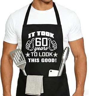 30th 50th 60th 70th Birthday Gifts for Men, Apron Gifts for Husband Wife Friends, Kitchen Chef Aprons with 2 Pockets
