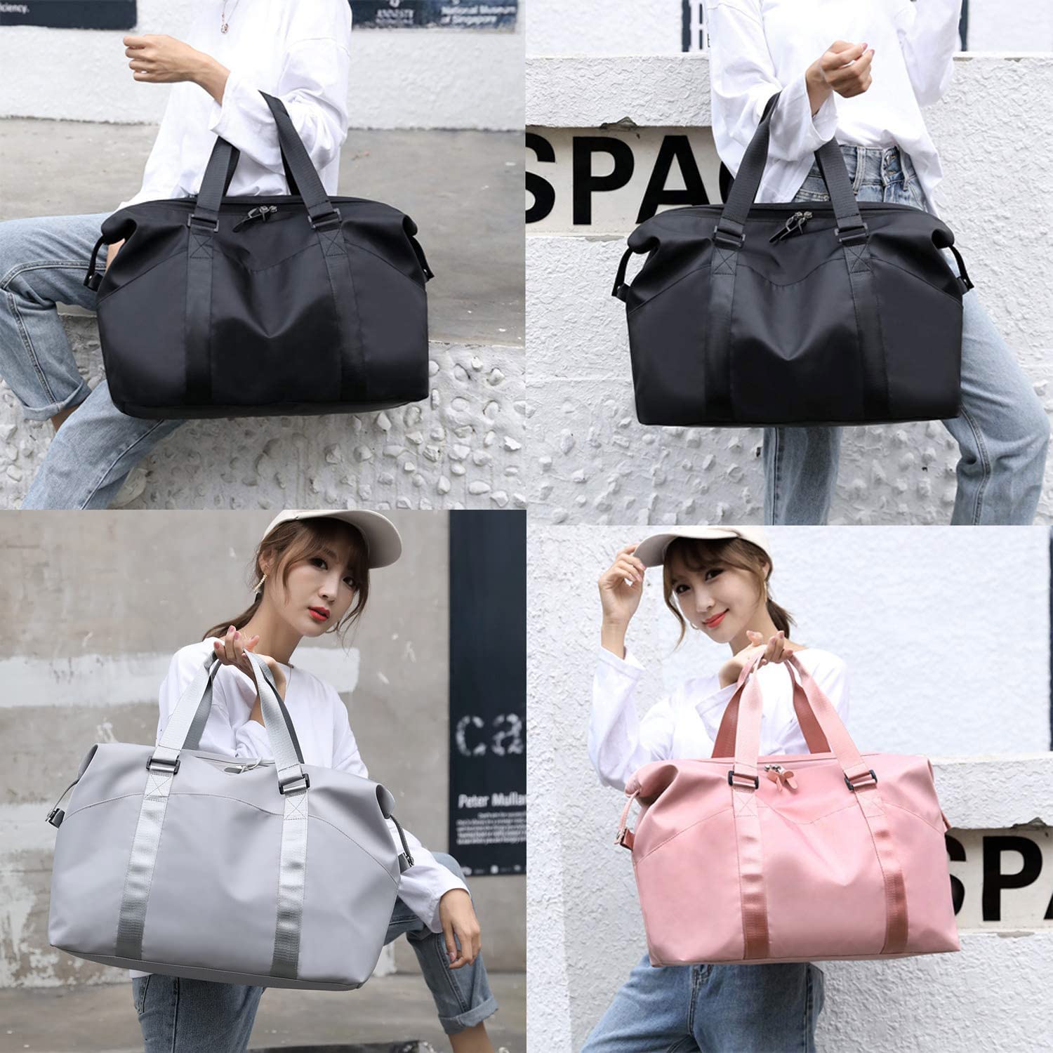 Sporttasche Damen Herren mit Nassfach, Freizeit Handtasche faltbar Gym Tasche Shopping-Bag Weekender Reisetasche