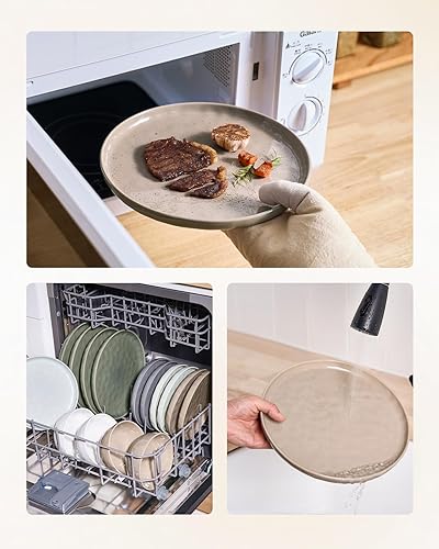 Miniatura 6 de Famiware Mars - Juego de platos y cuencos, juego de vajilla de 18 piezas, juego de platos para 6, marrón canela