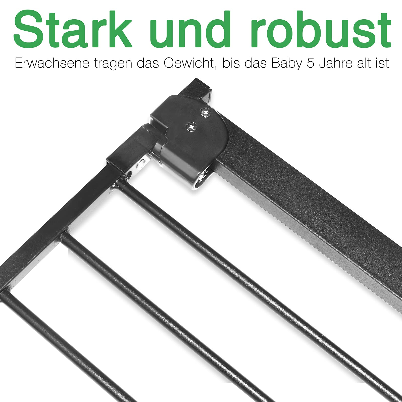 Aufun Treppenschutzgitter Türschutzgitter Kinder ohne Bohren, Druckbefestigung, selbstschließend, erweiterbar, 95-105 cm, Metall, Schwarz
