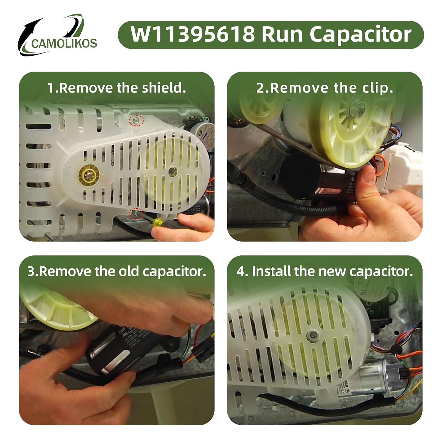 W11395618 Motor Run Capacitor Fits for Whirlpool Kenmore Maytag W10390446 Capacitor Replace 4931353 AP6973143 PS12731163 EAP12731163
