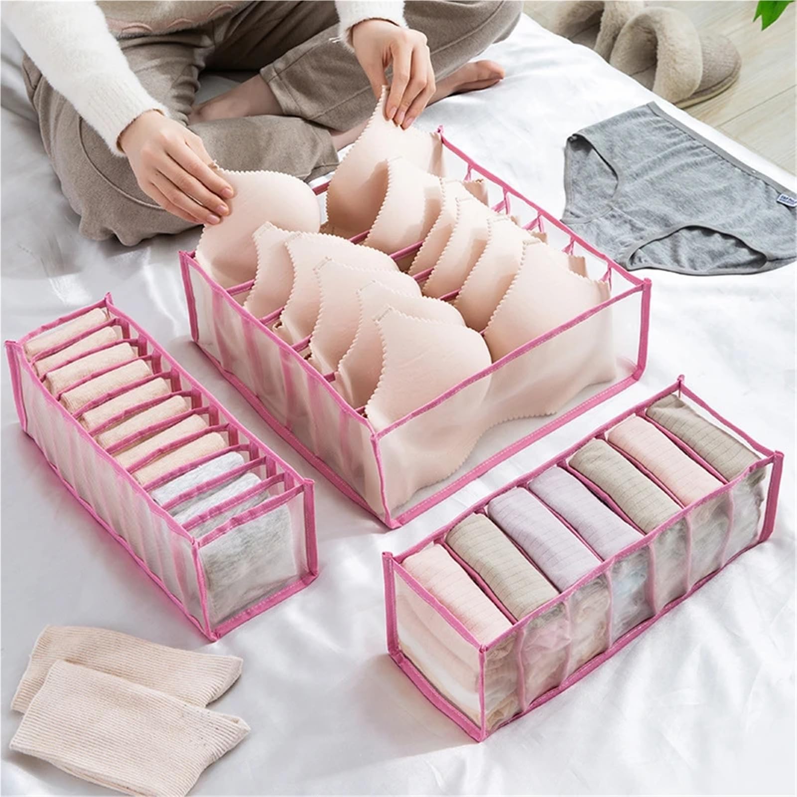 Organizzatore per cassetti della Biancheria Intima, Scatola Porta Calze, Reggiseno, Armadio per la casa, divisorio per armadi.