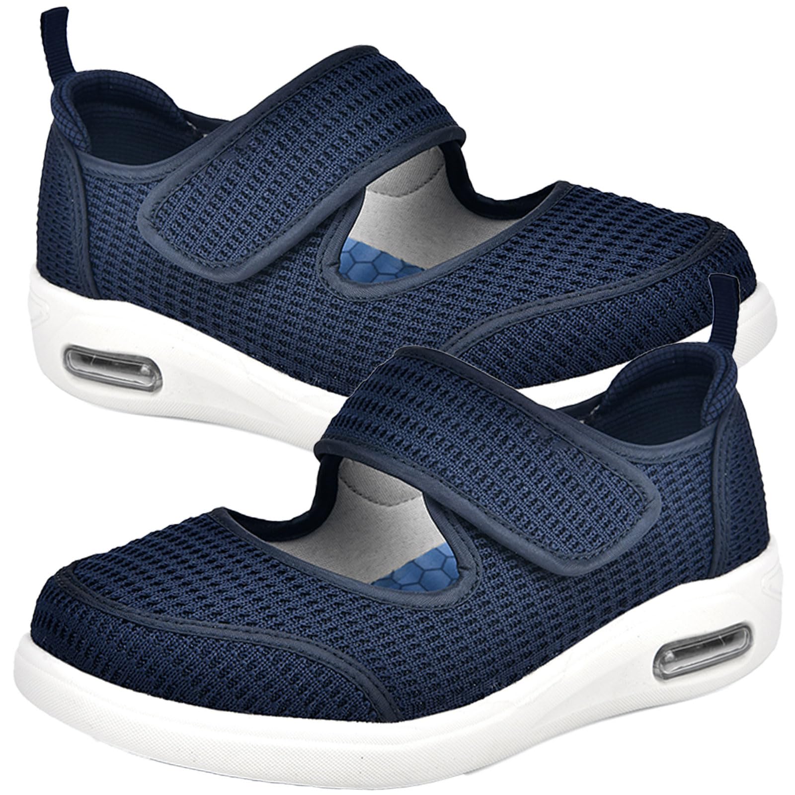 Zapatos pies Diabeticos Mujer Deportivas CuñA Interior Zapatos cómodos para juanetes Zapatillas Cómodas Ancho Especial ortopédicos Caminar ortopédicas Fascitis Plantar,Azul,39 EU