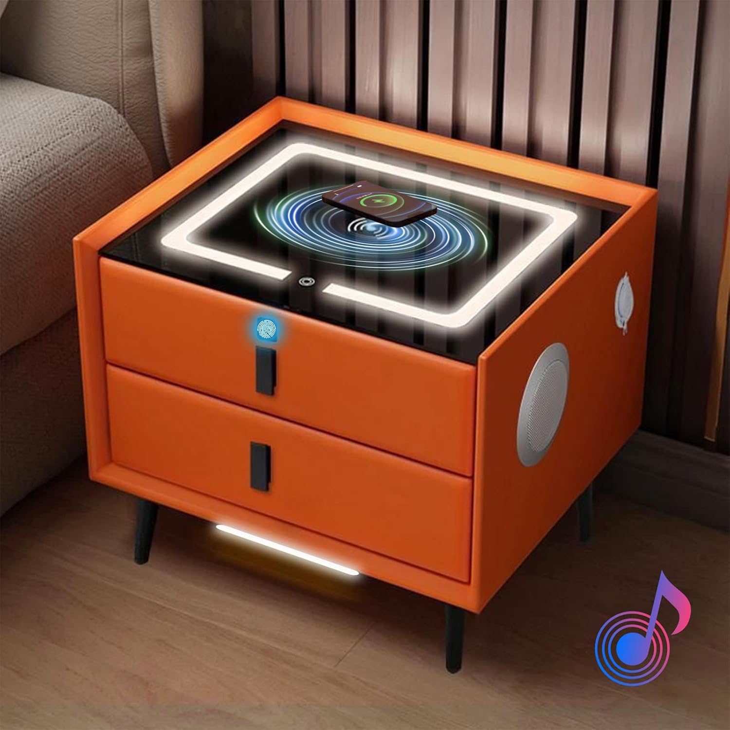 FZYUAN Smart Side Table Modern Nightstand with Wireless