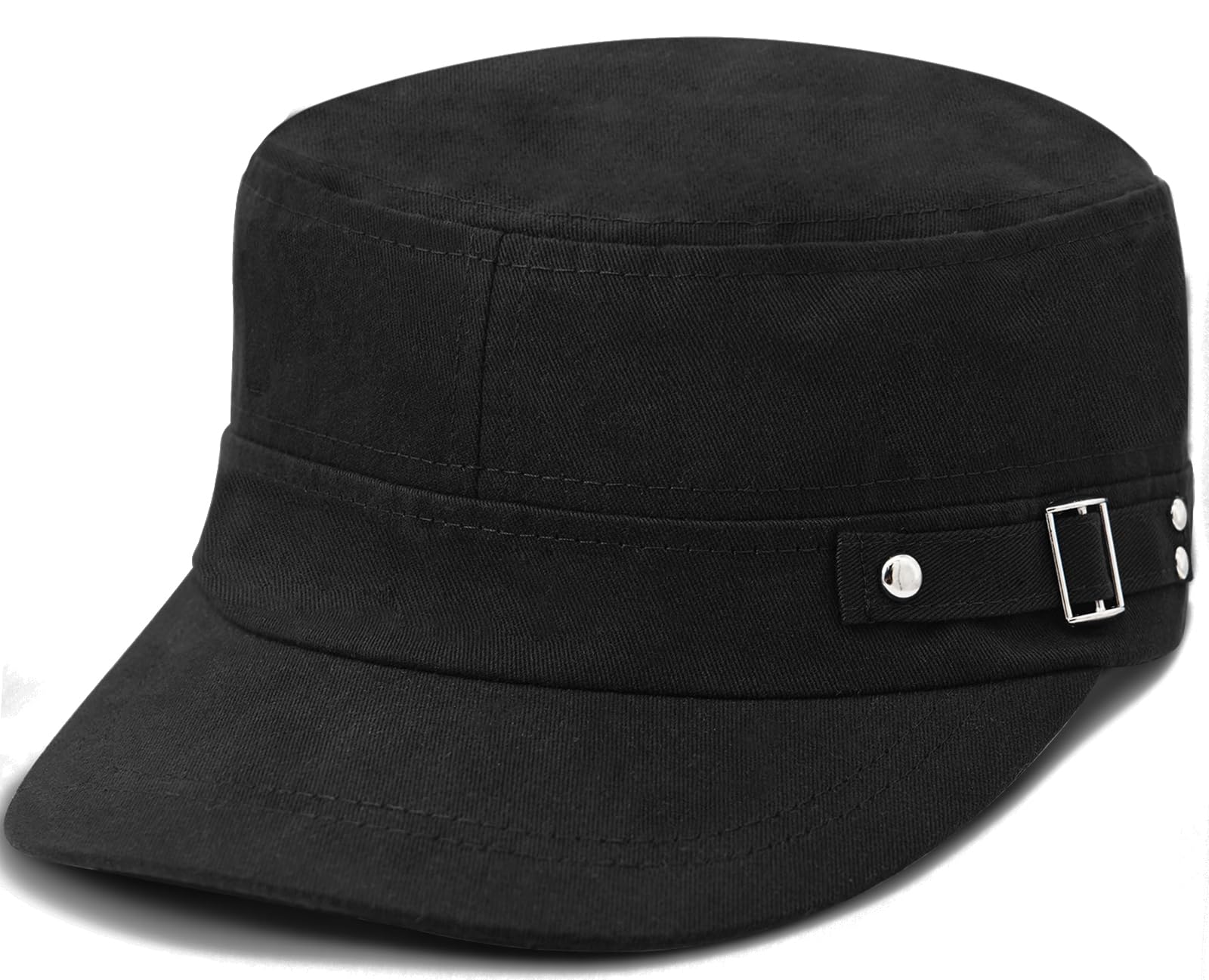 WULIQIUQIU Army Cadet Cap for Men Women Military Flat Top Cap Baseball Caps | Unisex Basic Military Cap, Adjustable Baseball Cap, Cadet Hat