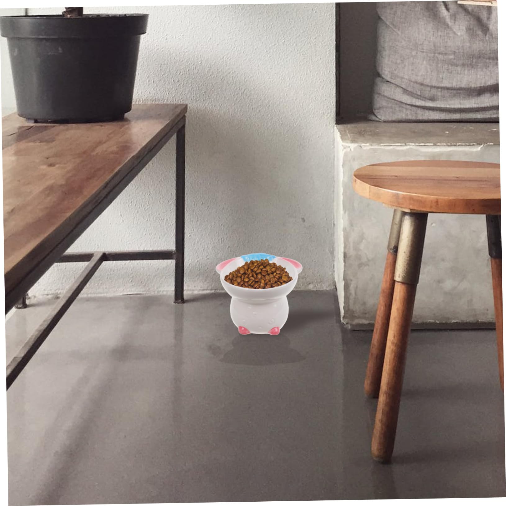 Cuenco para Gatos De Comedero Elevado para Gatos Protección Columna Adecuado para Comedero y Bebedero