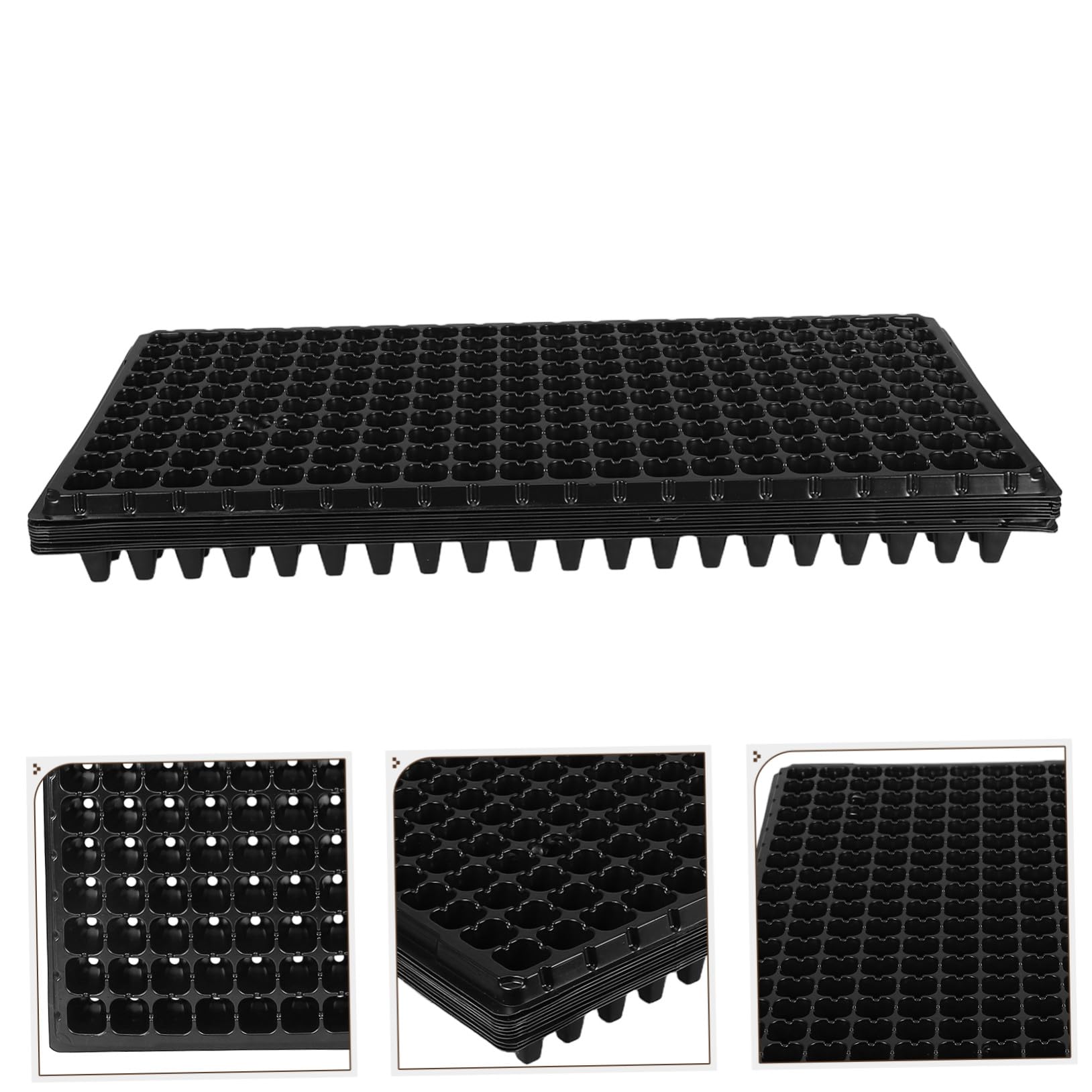Plateau de Germination 10 Pièces 200 Cellules en PVC Noir pour Semis