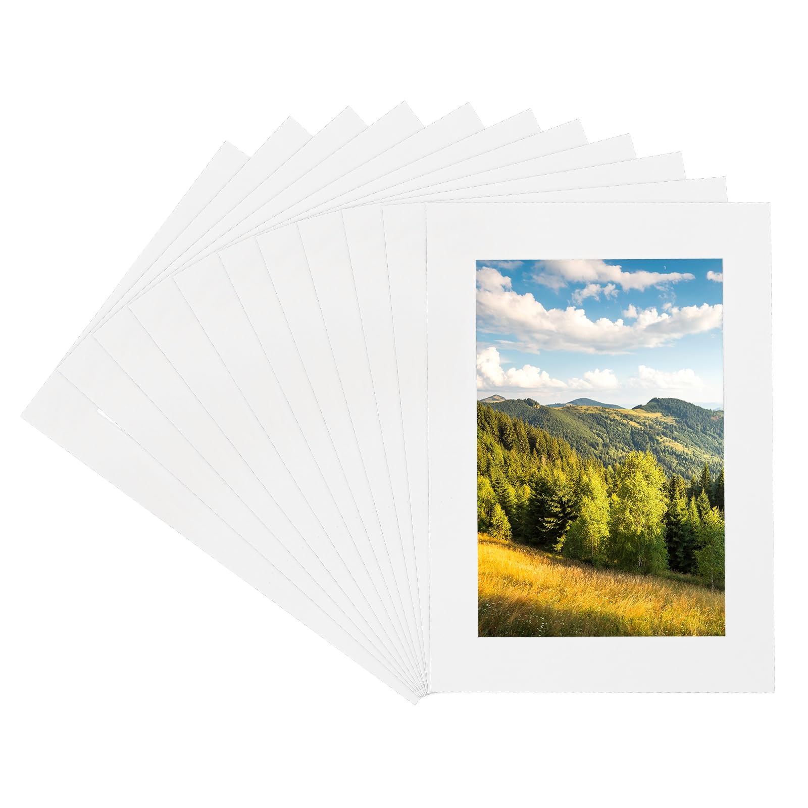 PATIKIL 15x10 Mat for 12x8 Photo, 11 Pack Precut Acid-Free Mat Board White Core Picture Frame Board for Photos Show, Prints, Art Displays, White