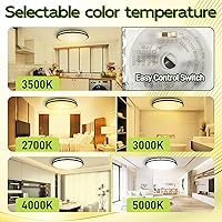 Vista 53 de Lámpara de techo LED de 13 pulgadas de montaje empotrado, luces de techo ajustables de 2700K/3000K/3500K/4000K/5000K, iluminación regulable