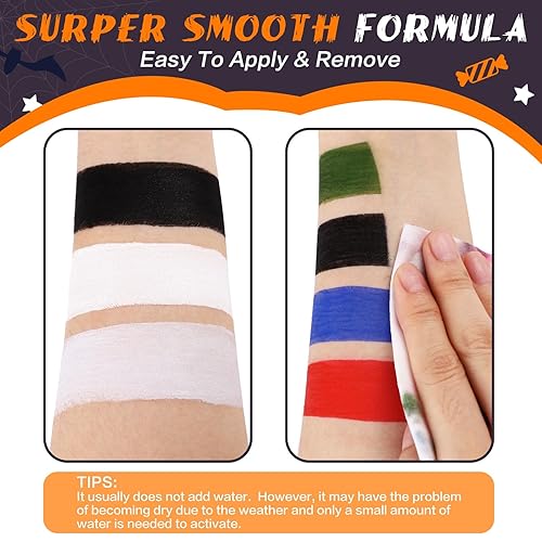 Miniatura 5 de BOBISUKA Pintura facial verde neón en barra a base de agua que brilla en la luz UV, kit de pintura facial para ojos, palos negros para deportes,