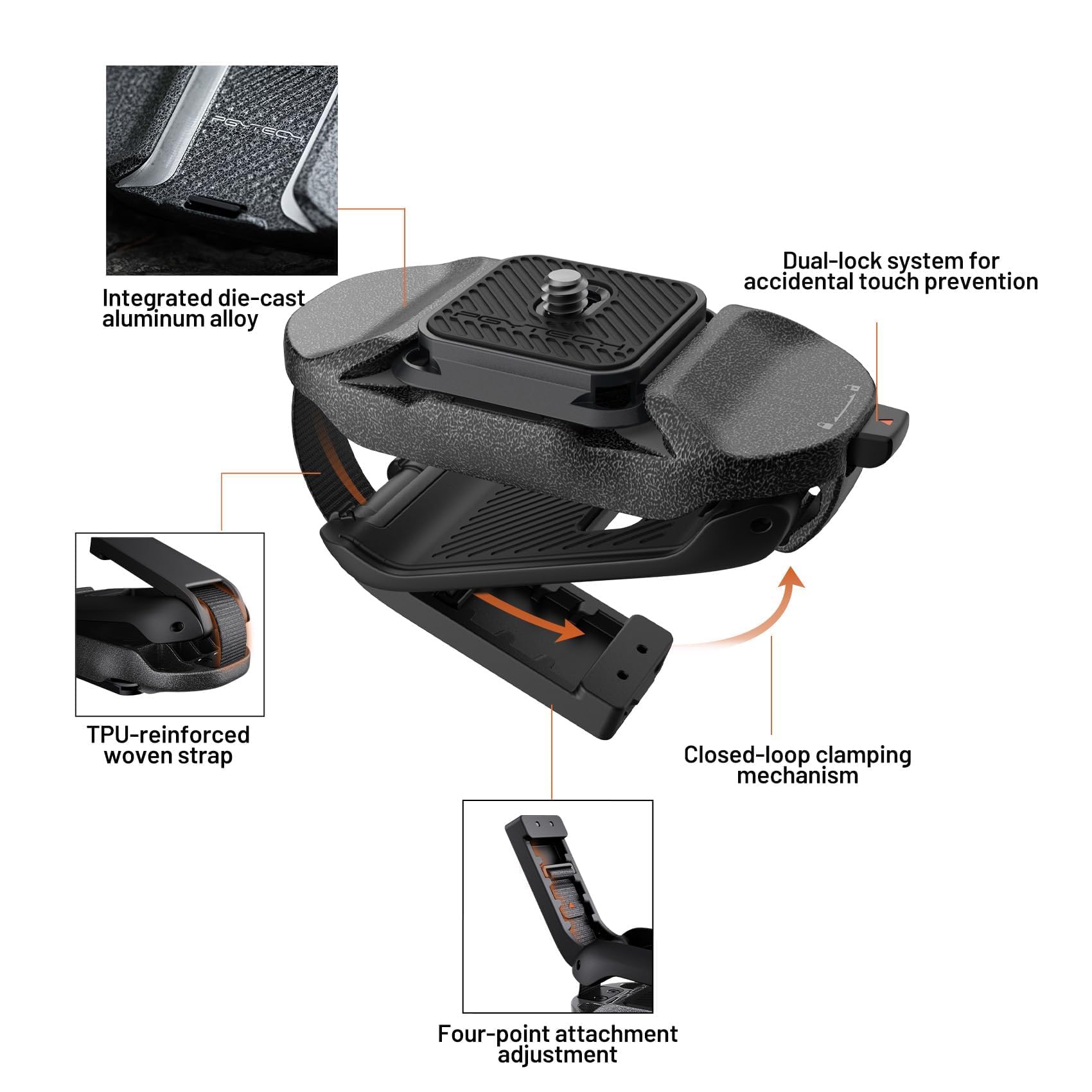 PGYTECH Beetle Clip V2 z płytką system szybkiej wymiany do Sony, Nikon, Fuji, DSLR/SLR, Arca płytka szybkiego montażu do kamer sportowych, uchwyt na pasek plecaka, kolor fioletowy